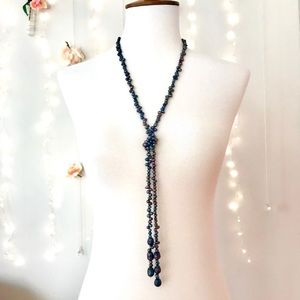 Peacock Hued Freshwater Pearl Open Strand Necklace